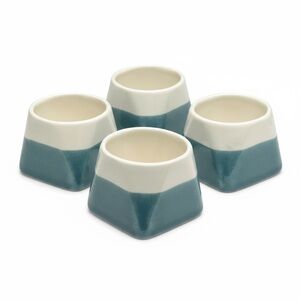 new Casaware 𖡛 Set 4 Crackle Design Small Teacups 𖡛 Teal 𖡛 Dishwasher Micro